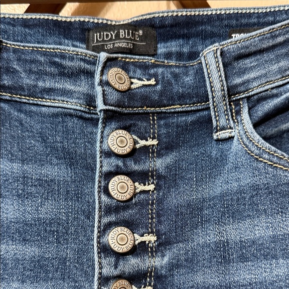 Judy Blue Medium Wash Button-Up Flare Jeans - Picture 2 of 13